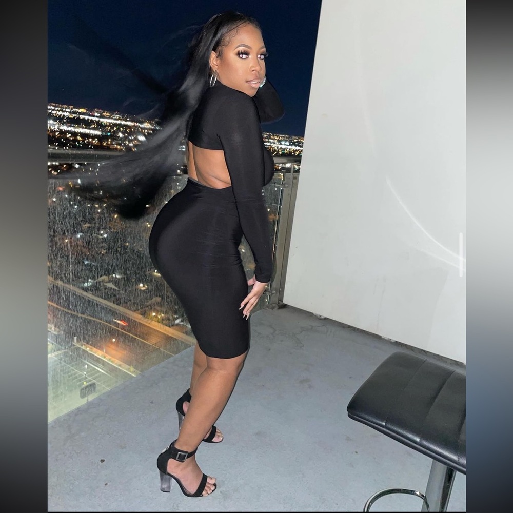 Black backless midi dress